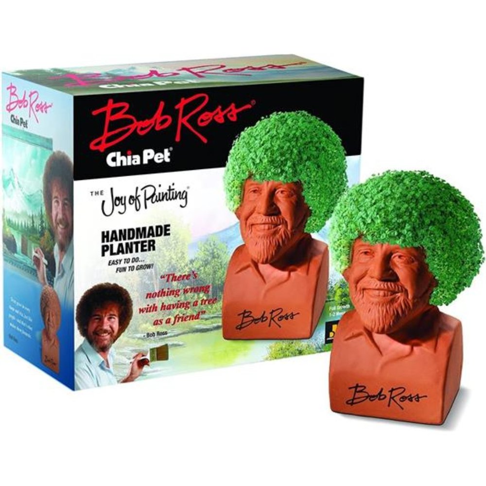 Chia Pet Bob Ross with Seed Pack, Decorative Pottery Planter, Easy to Do and Fun